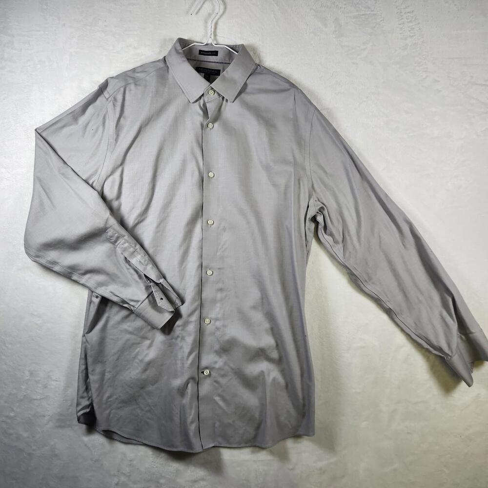 Banana Republic Standard Fit Long Sleeve Button Up Shirt Gray Size XL Cotton